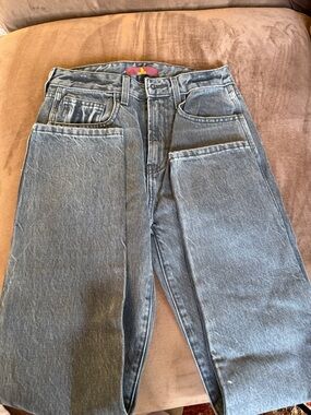 Jordache Denim Jeans with Maroon Label and Yellow Logo